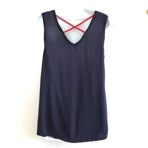 *4/$20* C-Blue Tank With Red Crisscross In Back